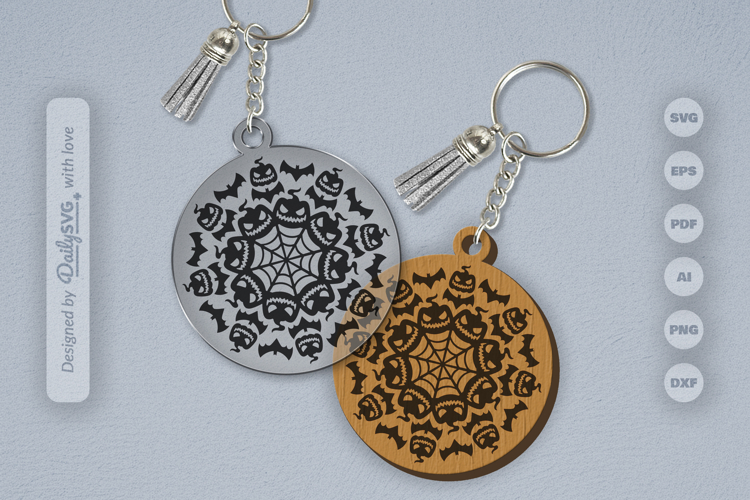 Halloween Mandala Keychain SVG