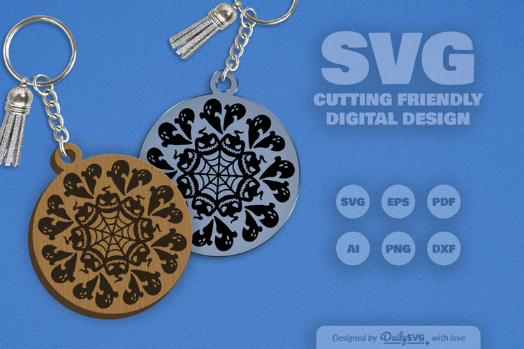 Halloween Mandala Keychain SVG