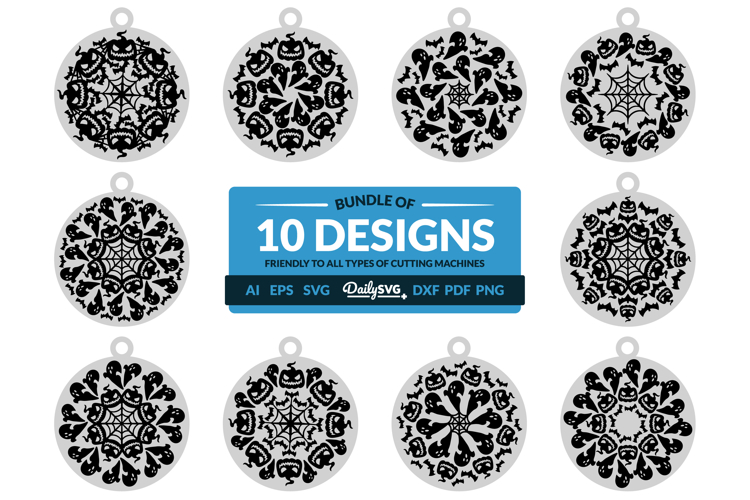 Halloween Mandala Keychain SVG