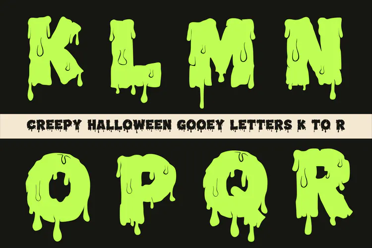 Creepy Halloween Gooey Dripping Letters K-R SVG EPS PNG