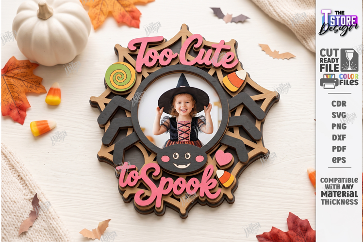 Halloween Mini Photo Frame Laser Cut | Cute Spider | CNC