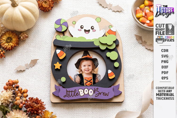 Halloween Mini Photo Frame Laser Cut | Cauldron Laser | CNC example image 1