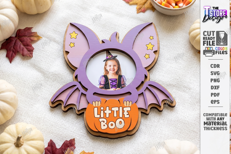 Halloween Mini Photo Frame Laser Cut | Cute Bat | Kids Laser
