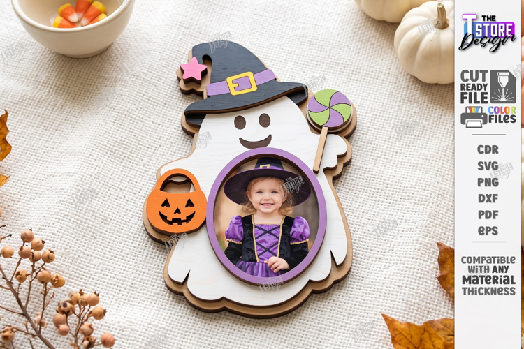 Halloween Mini Photo Frame Laser Cut | Cute Ghost | Kids