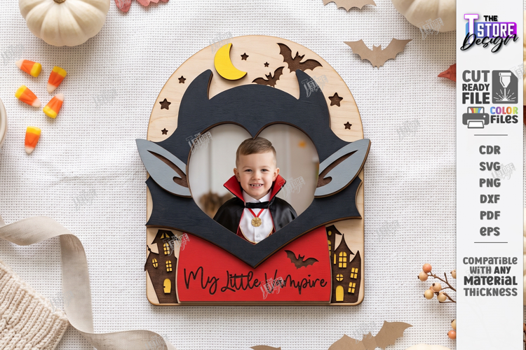 Halloween Mini Photo Frame Laser Cut | Cute Vampire | CNC