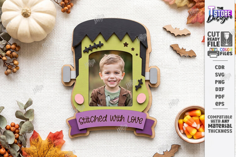 Halloween Mini Photo Frame Laser Cut | Monster Laser | CNC example image 1