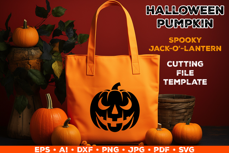 Halloween Pumpkin Silhouette SVG Cut File. Scary Pumpkin SVG