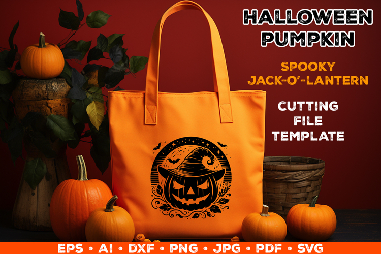 Halloween Pumpkin Silhouette SVG Cut File. Scary Pumpkin SVG
