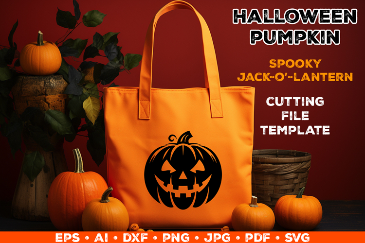 Halloween Pumpkin Silhouette SVG Cut File. Scary Pumpkin SVG