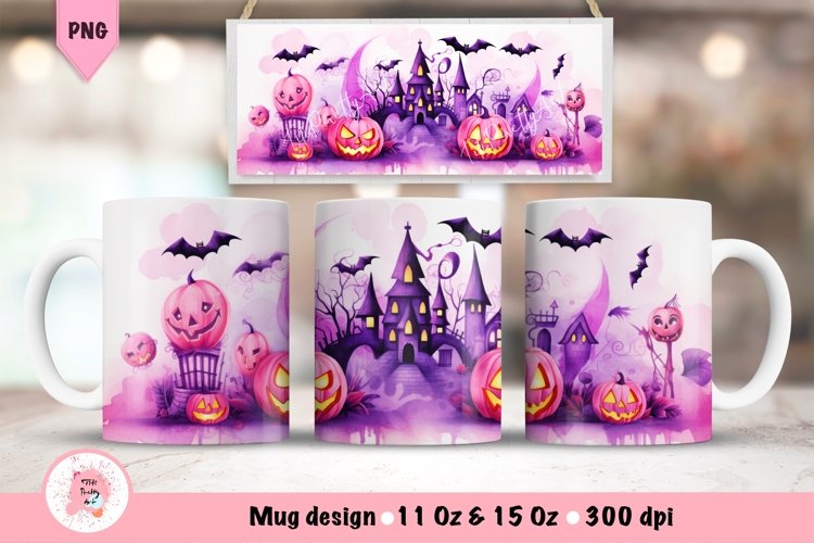 Halloween Mug Wrap Sublimation Designs, Halloween Tree Mug, Halloween Png