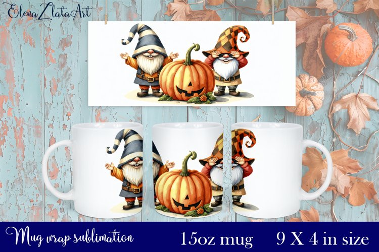 Halloween Gnome Mug Wrap Sublimation 15oz