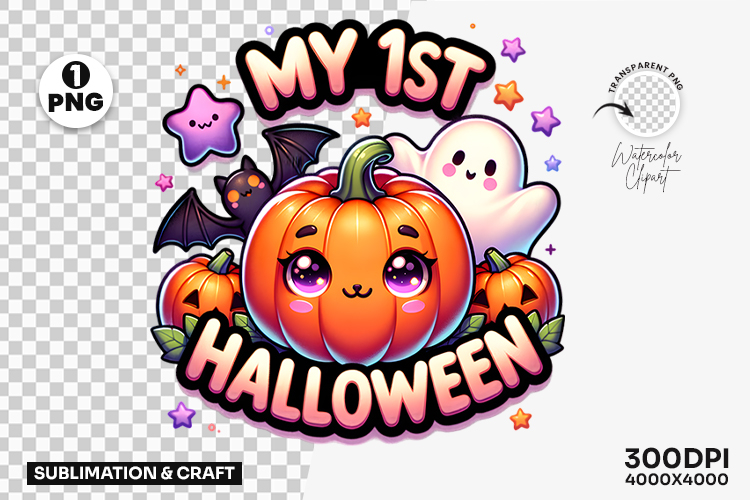 Halloween My First Halloween Pumpkin Ghost Clipart PNG
