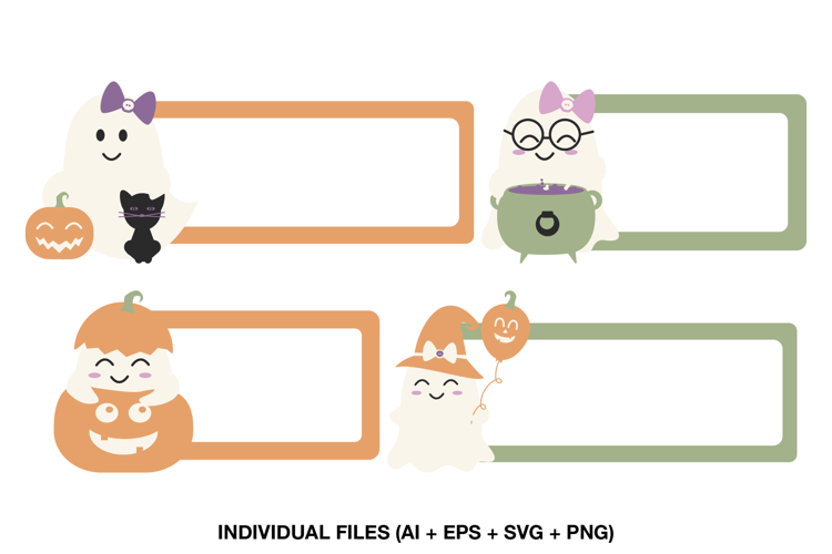 Halloween Name Tags, Ghost Labels Clipart, Printable Labels