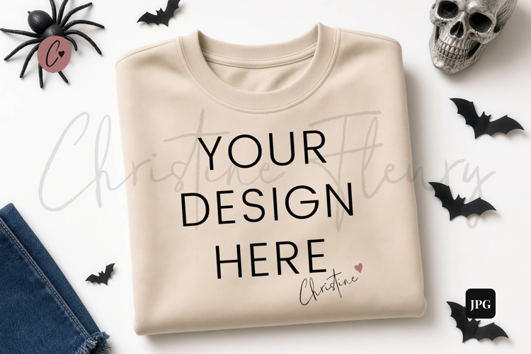 Halloween Sand Sweatshirt Mockup Flatlay