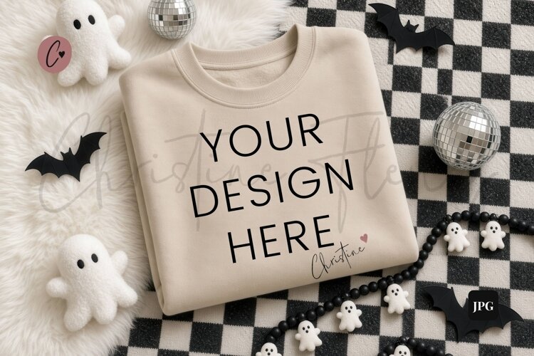Halloween Sand Sweatshirt Mockup Flatlay example image 1