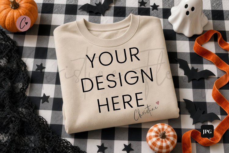 Halloween Sand Sweatshirt Mockup Flatlay