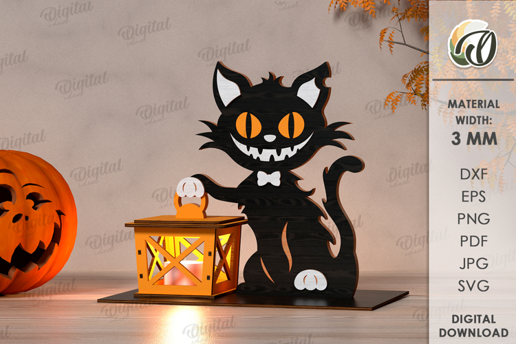 Halloween Night Lantern Laser Cut. Halloween Lamp SVG
