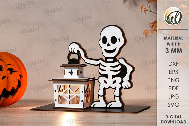 Halloween Night Lantern Laser Cut. Halloween Lamp SVG