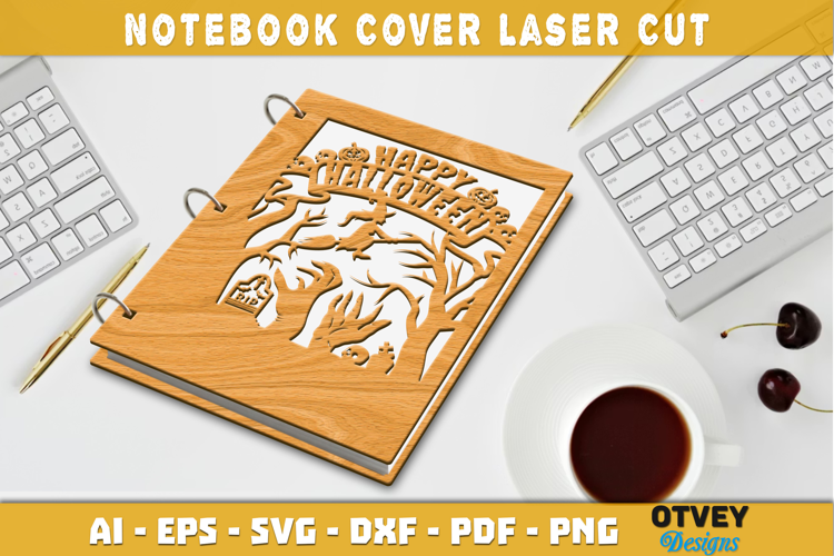 Halloween Notebook Cover Laser Cut | Wooden Notebook Cover