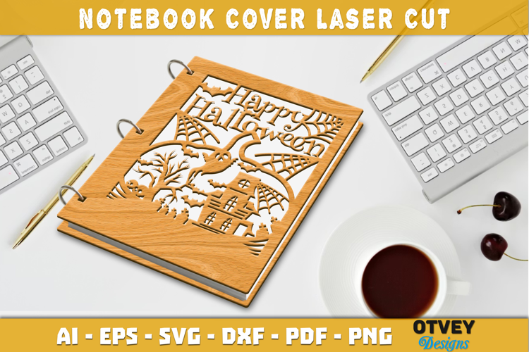 Halloween Notebook Cover Laser Cut | Wooden Notebook Cover