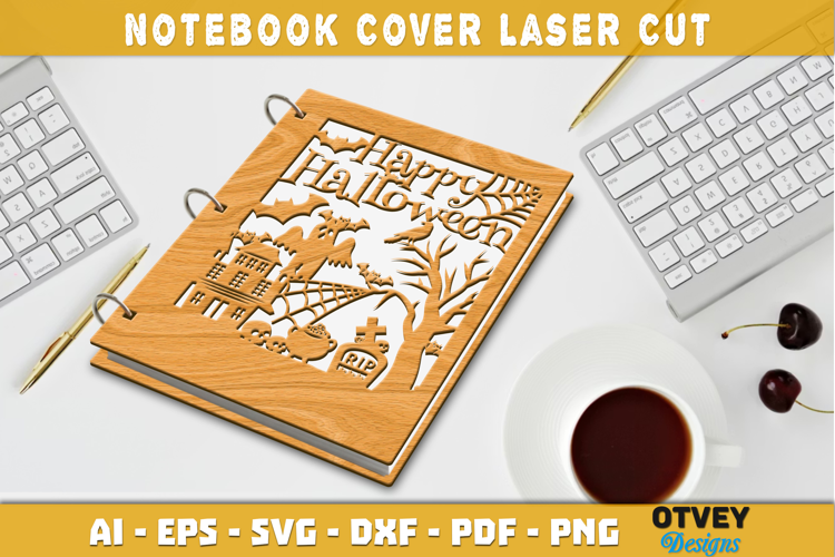 Halloween Notebook Cover Laser Cut | Wooden Notebook Cover