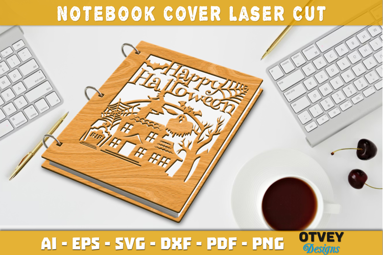 Halloween Notebook Cover Laser Cut | Wooden Notebook Cover