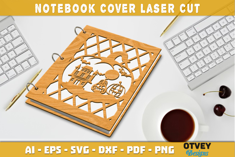 Halloween Notebook Cover Laser Cut | Wooden Notebook Cover
