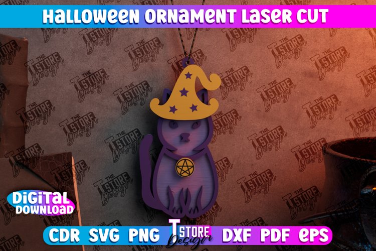 Halloween Medallion | Witch's Cat |Halloween Pendant | CNC