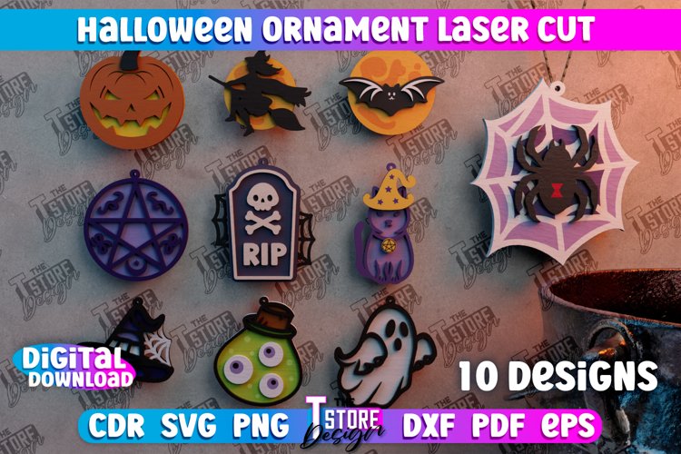 Halloween Ornament Laser Cut Bundle | Halloween Laser Cut