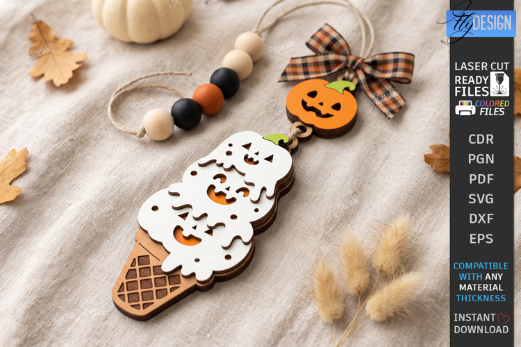 Halloween Hanging Ornament Laser Cut | 3D Layered Keychain