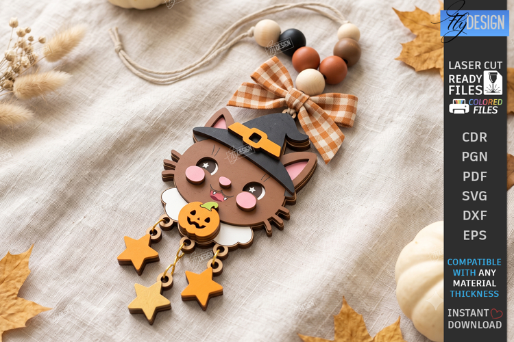 Halloween Hanging Ornament Laser Cut | 3D Layered Keychain