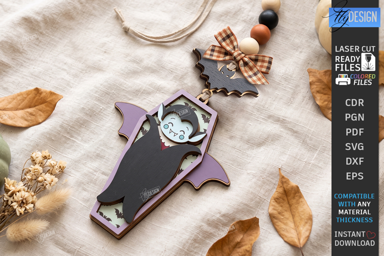 Halloween Hanging Ornament Laser Cut | 3D Layered Keychain