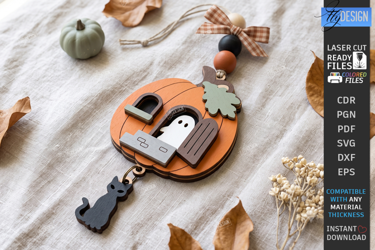 Halloween Hanging Ornament Laser Cut | 3D Layered Keychain