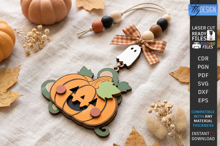 Halloween Hanging Ornament Laser Cut | 3D Layered Keychain