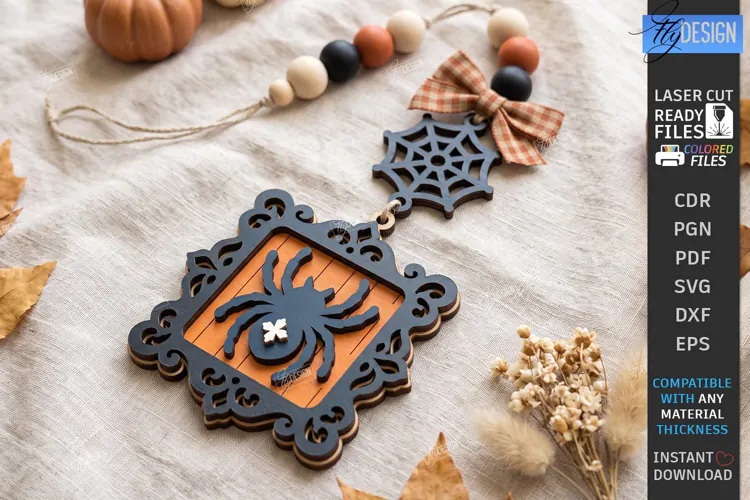 Halloween Hanging Ornament Laser Cut | 3D Layered Keychain