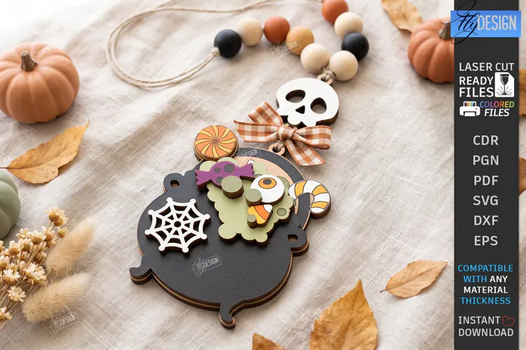 Halloween Hanging Ornament Laser Cut | 3D Layered Keychain
