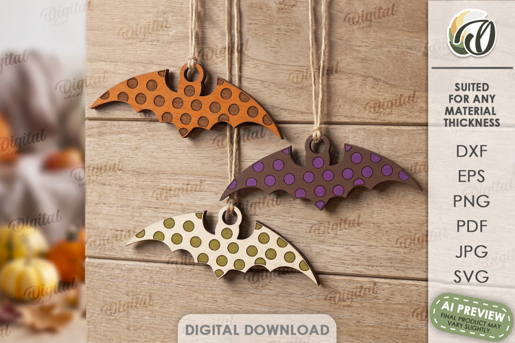 Halloween Ornaments Laser Cut. Hanging Ornament SVG