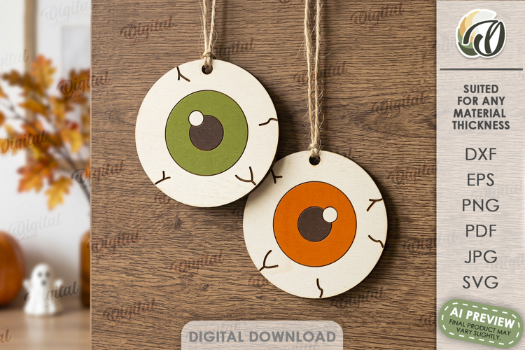 Halloween Ornaments Laser Cut. Hanging Ornament SVG