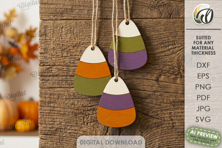 Halloween Ornaments Laser Cut. Hanging Ornament SVG example image 1