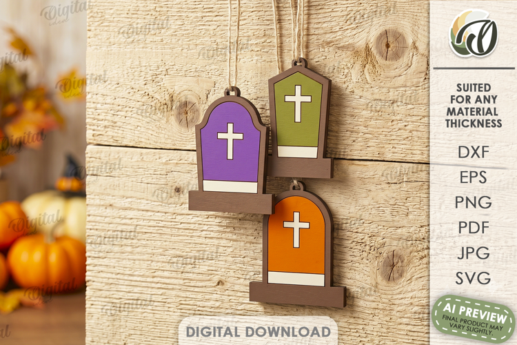 Halloween Ornaments Laser Cut. Hanging Ornament SVG