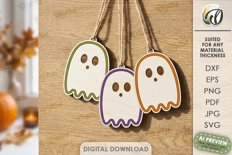 Halloween Ornaments Laser Cut. Hanging Ornament SVG