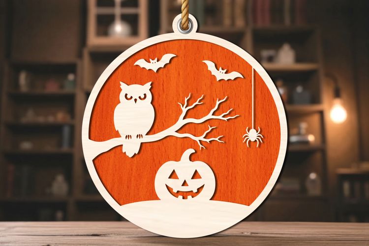 Halloween Owl Round Laser Cut SVG