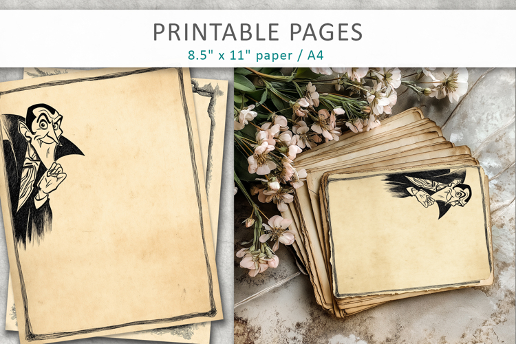 halloween junk journal, dracula printable