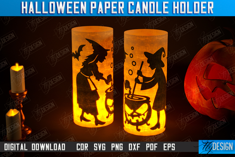 Halloween Paper Candle Holder | Shadow Lantern Paper Cut