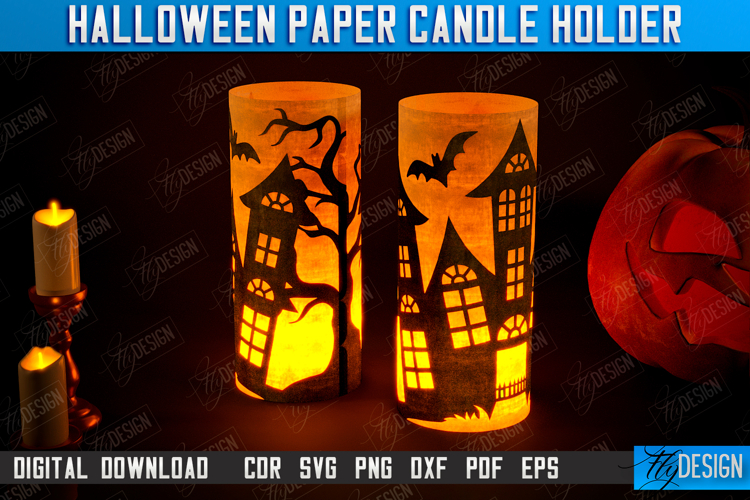 Halloween Paper Candle Holder | Shadow Lantern Paper Cut