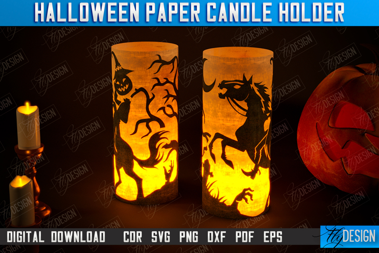 Halloween Paper Candle Holder | Shadow Lantern Paper Cut