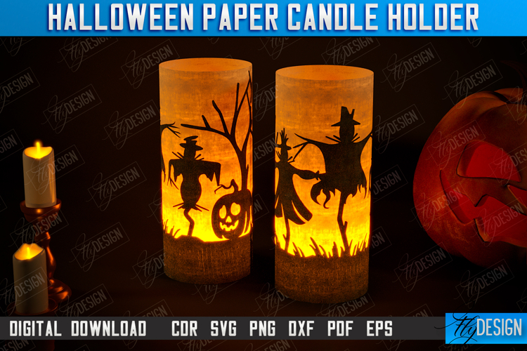 Halloween Paper Candle Holder | Shadow Lantern Paper Cut