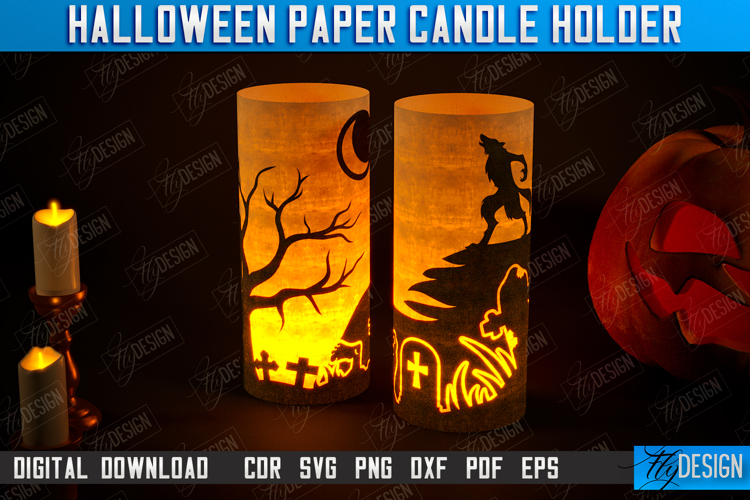 Halloween Paper Candle Holder | Shadow Lantern Paper Cut