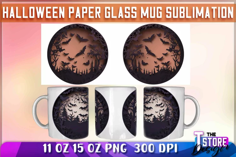 Halloween Paper Glass Mug Sublimation | 11 oz 15 oz Mug v.1
