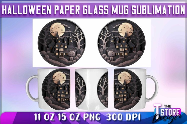 Halloween Paper Glass Mug Sublimation | 11 oz 15 oz Mug v.2